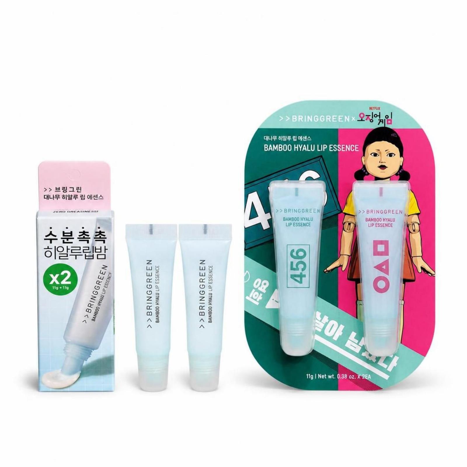 BRINGGREEN Bamboo Hyalu Lip Essence Lip Care Set 4pcs (Original+Squid Game Edition) / EXP 2027.03.02