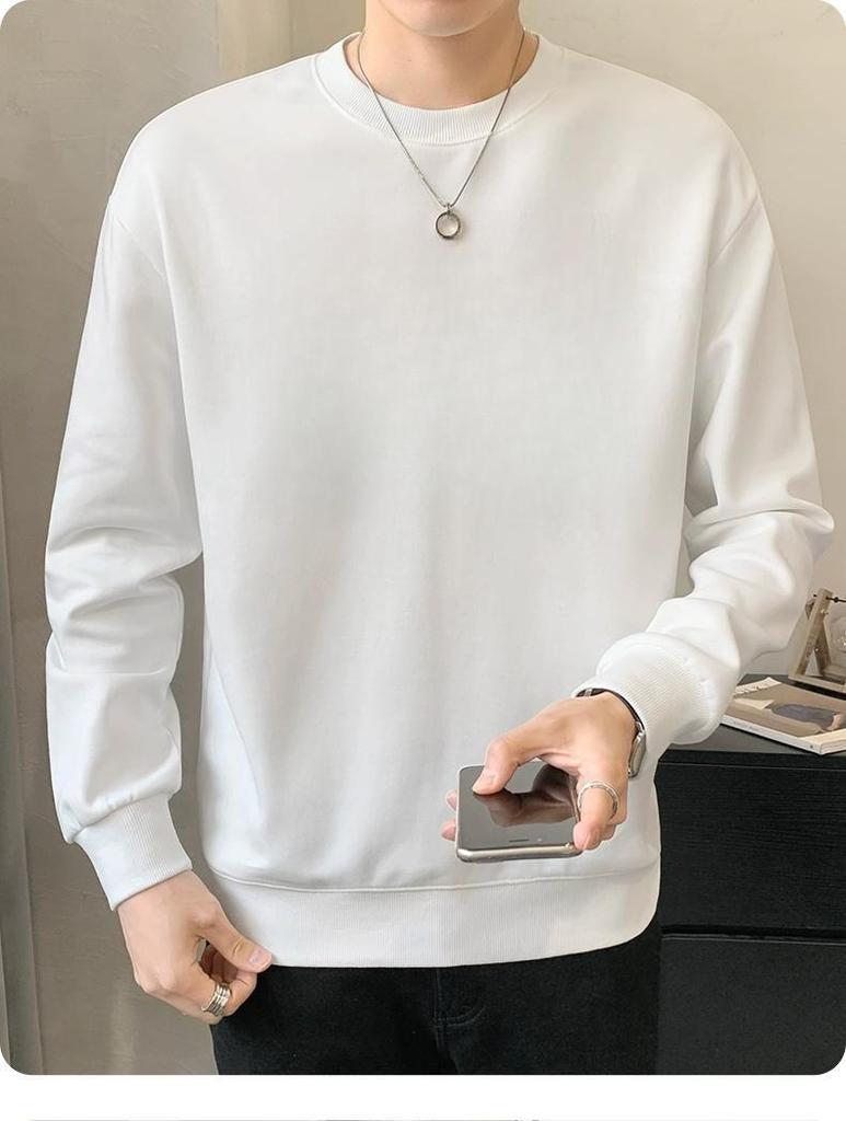 2025 Autumn/Winter Unisex Velvet-Lined Long-Sleeve Round-Neck Hoodie Base Layer