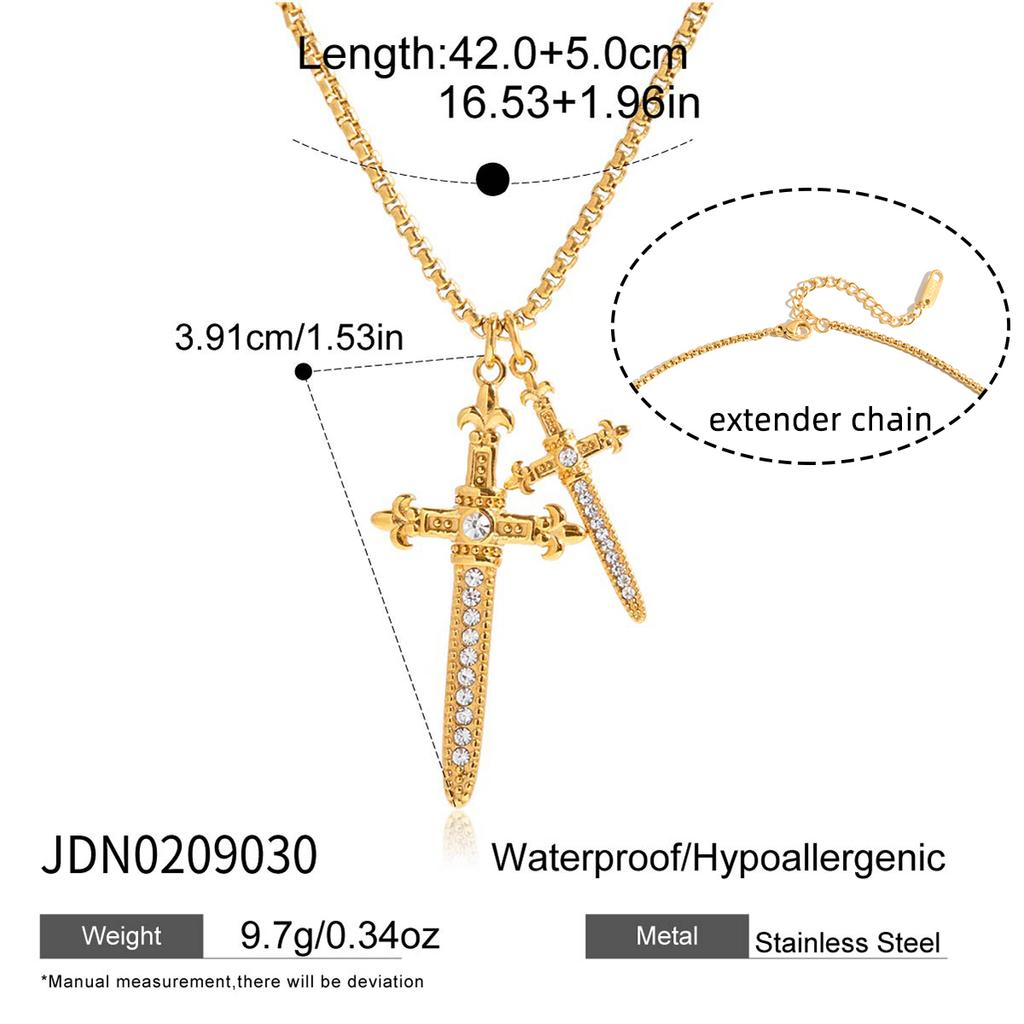 Youthway Classic Crystal Cross Sword Drop Earrings For Women  Gold Plated Stainless Steel Earrings Fashion Jewelry Girls Gift