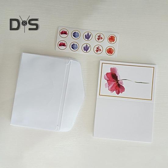 10 stk notatkort Gullfolie blomsterdesign gratulasjonskort med konvolutter og klistremerke til bursdags bryllupsdag Business Gathering