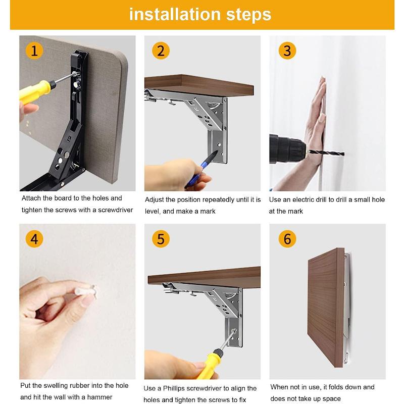 Heavy Duty Folding Shelf Brackets, Collapsible Triangular Shelf Bracket for Bench Table Shelf Brackets Wall Shelf Shelf Support