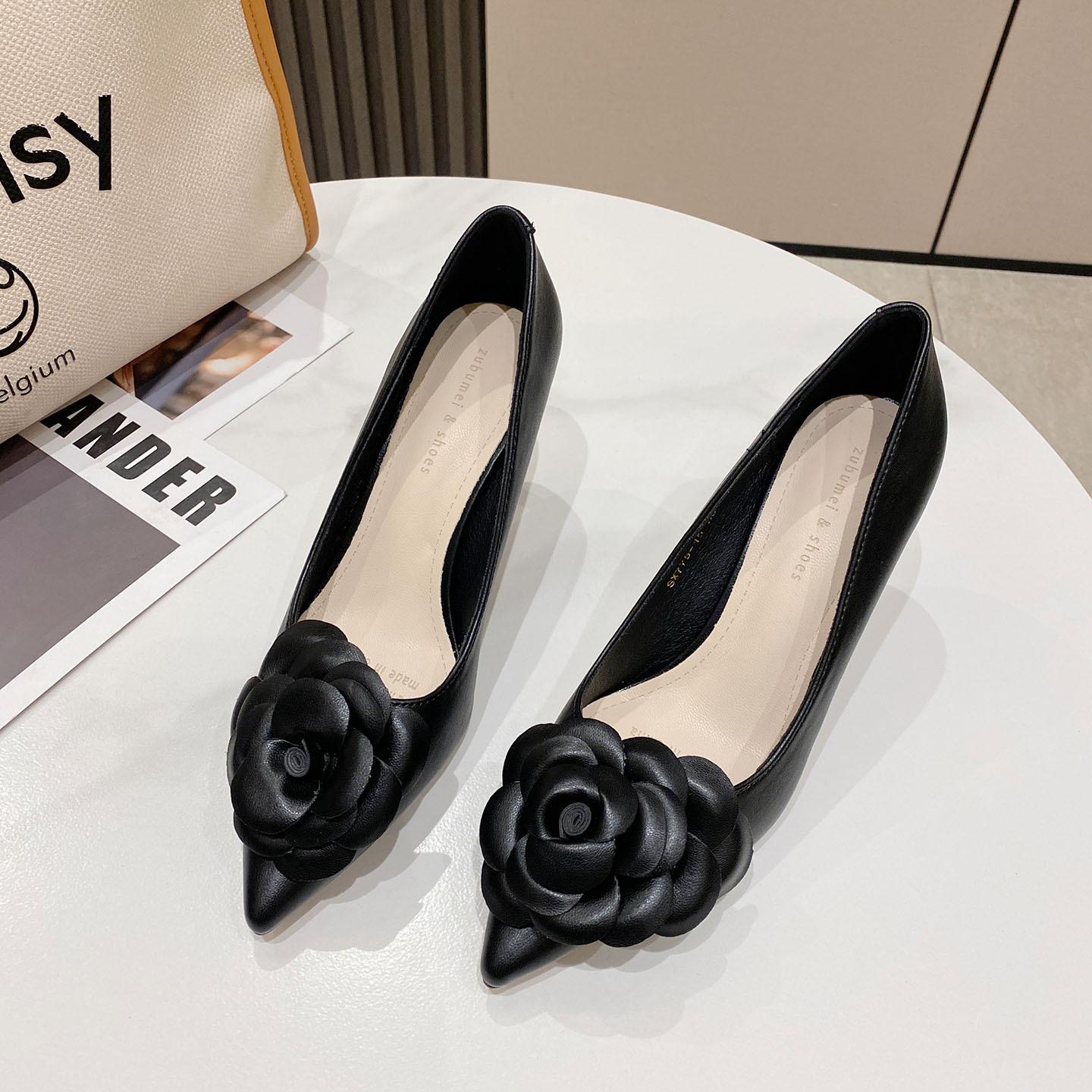 Pumps met puntige neus en stilettohakken Lente Nieuwe Feeënstijl Koreaanse Bloem Hoge Hakken Spot 35 white