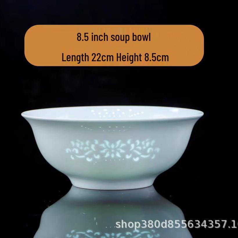 Jingdezhen Porcelain Tableware: Yingqing Linglong Underglaze Bowl & Plate Set - Easy To Clean, High-White, Gift-Ready.