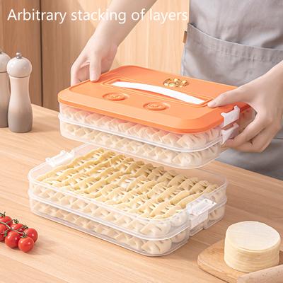Multiple Layer Food Storage Box With Lid and Handle Accessory for Snacks Dumpling and Desserts Clear Container