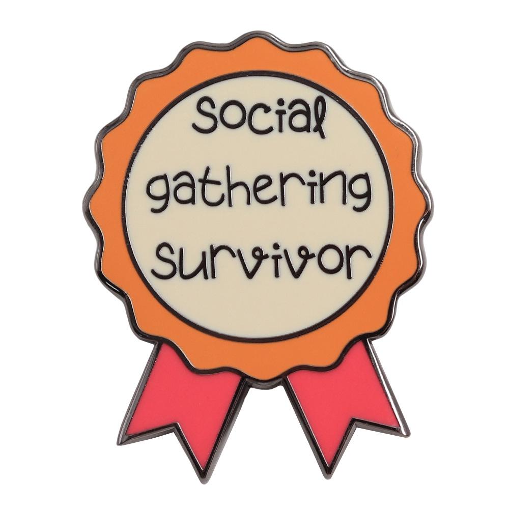 Introvert Social Event Enamel Pin - Humorous Gathering Badge for Collars or Bags