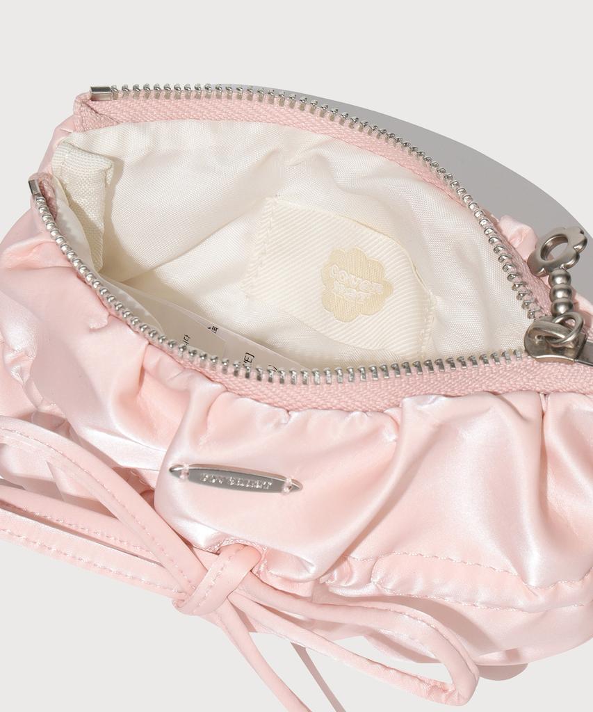 COVERNAT WOMAN Clover Heart Shirred Ribbon Handle Pouch Light Pink