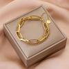 Bracciale doppio da donna con catena in acciaio al titanio, gioiello che non scolorisce, accessori per bracciali