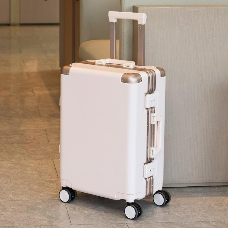 Durable Aluminum Frame Suitcase with Phone Holder & Anti-Collision Corners, Available in 20, 24, and 26 inches for Students and Adults