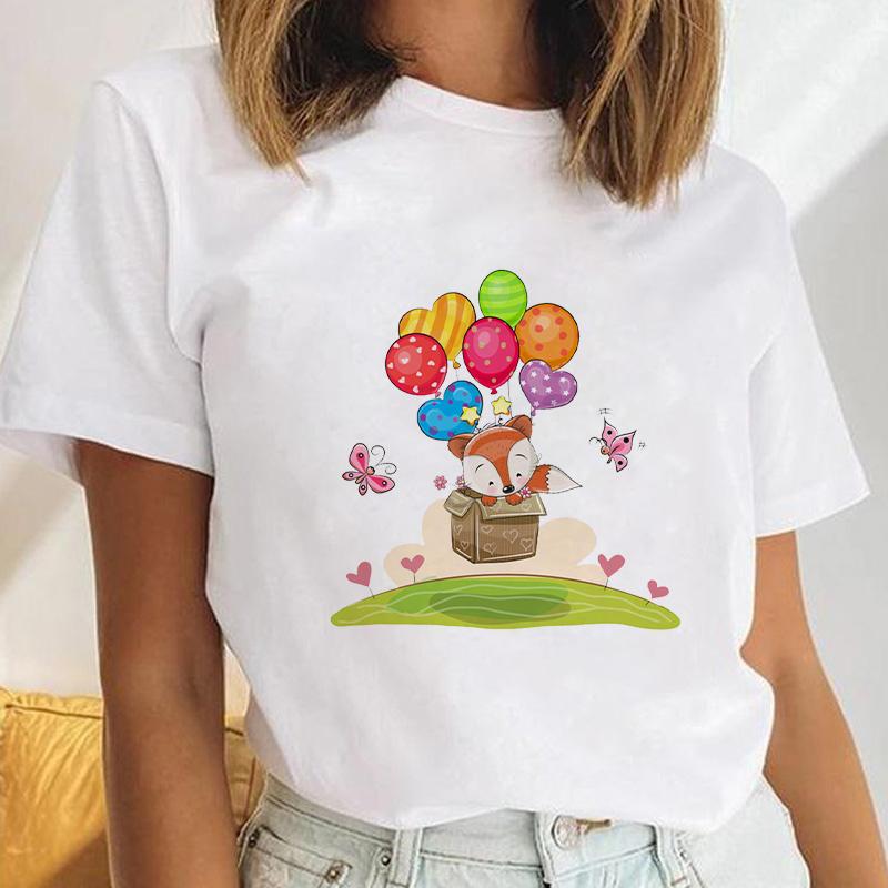 Women Basic Fashion Funny Print Fashion Short Sleeve Summer Lady White Tops Creative Womens Clothing Tee Female T Shirt