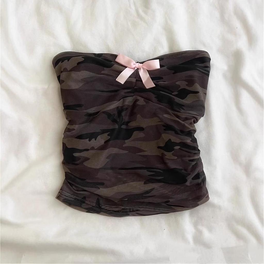 Women's Y2K Retro Camo Bandeau Tank Top