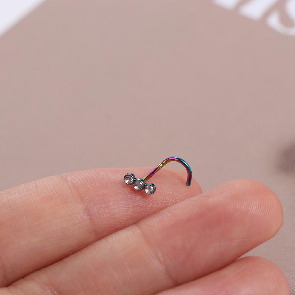Geometric Zircon Nose Screw Studs Opal Nostril  Goth   Daily