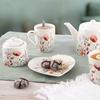 Dessert Plate Small for Cake Porcelain Dessert Flowers Poppies Heart