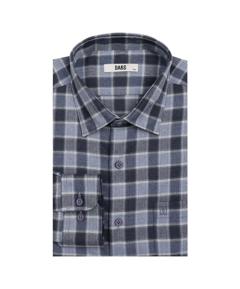 Dagseusyeocheu Brushed Polyester Blend No-Care Medium Check Shirt Regular Fit_Dlw1Shcl106N1