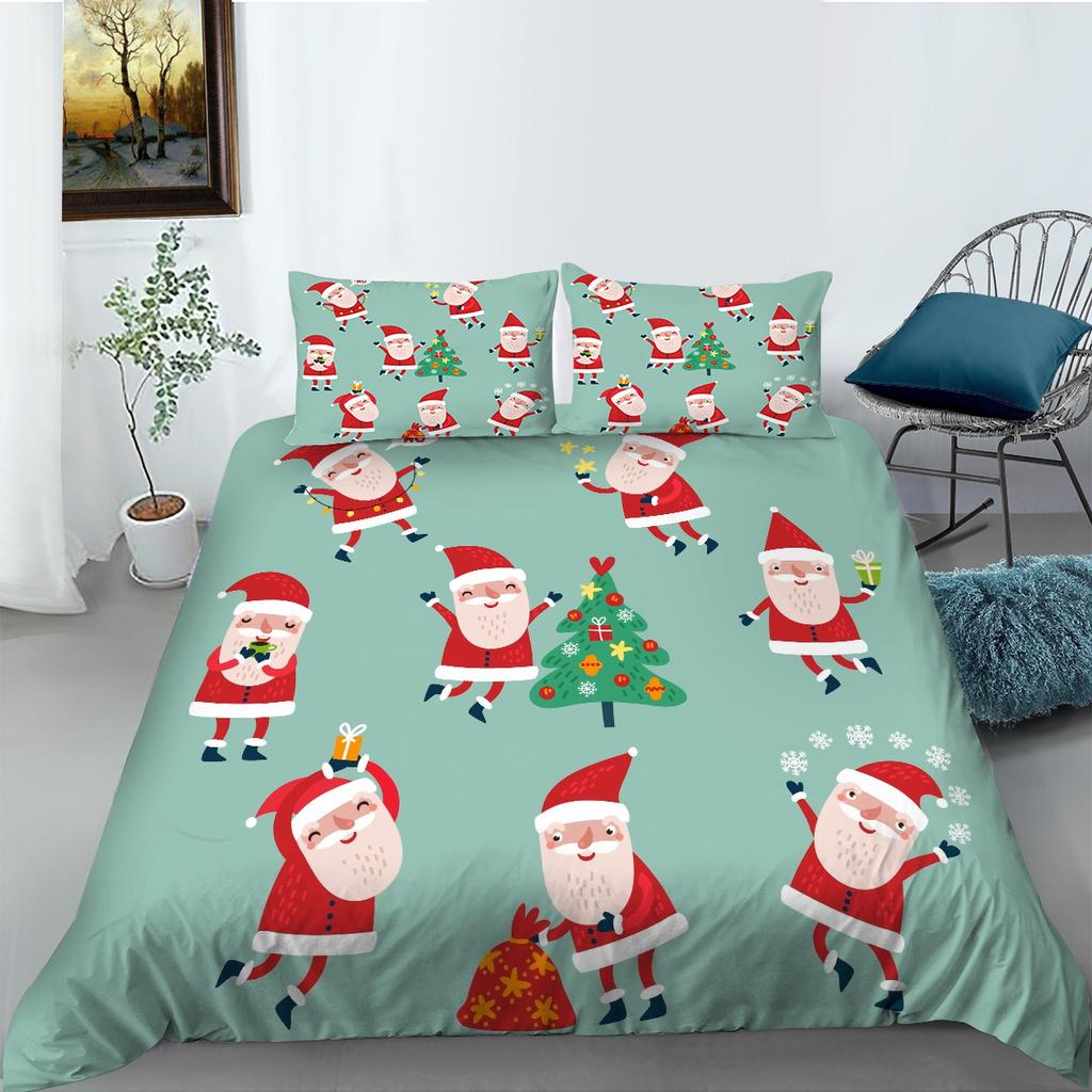 Christmas Series Quilt Cover Pillowcase Three-Piece Set Children'S Gift Digital Printing Polyester