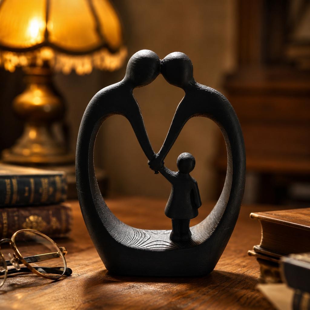 Modern Abstract Sculpture 3D Printed Figurine Family Embrace Design Decorative Ornament for Home Office Display and Interior Decoration