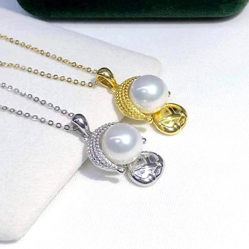 Silver Tone Round Pearl Pendant Necklace for Women, Buddha-Inspired Elegant Statement Jewelry