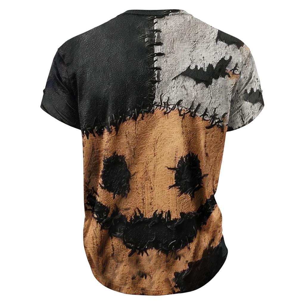 Men's Casual Loose Fit Short Sleeve T-Shirt Halloween Style Graphic Print Crew Neck Lightweight Top for Everyday Wear
