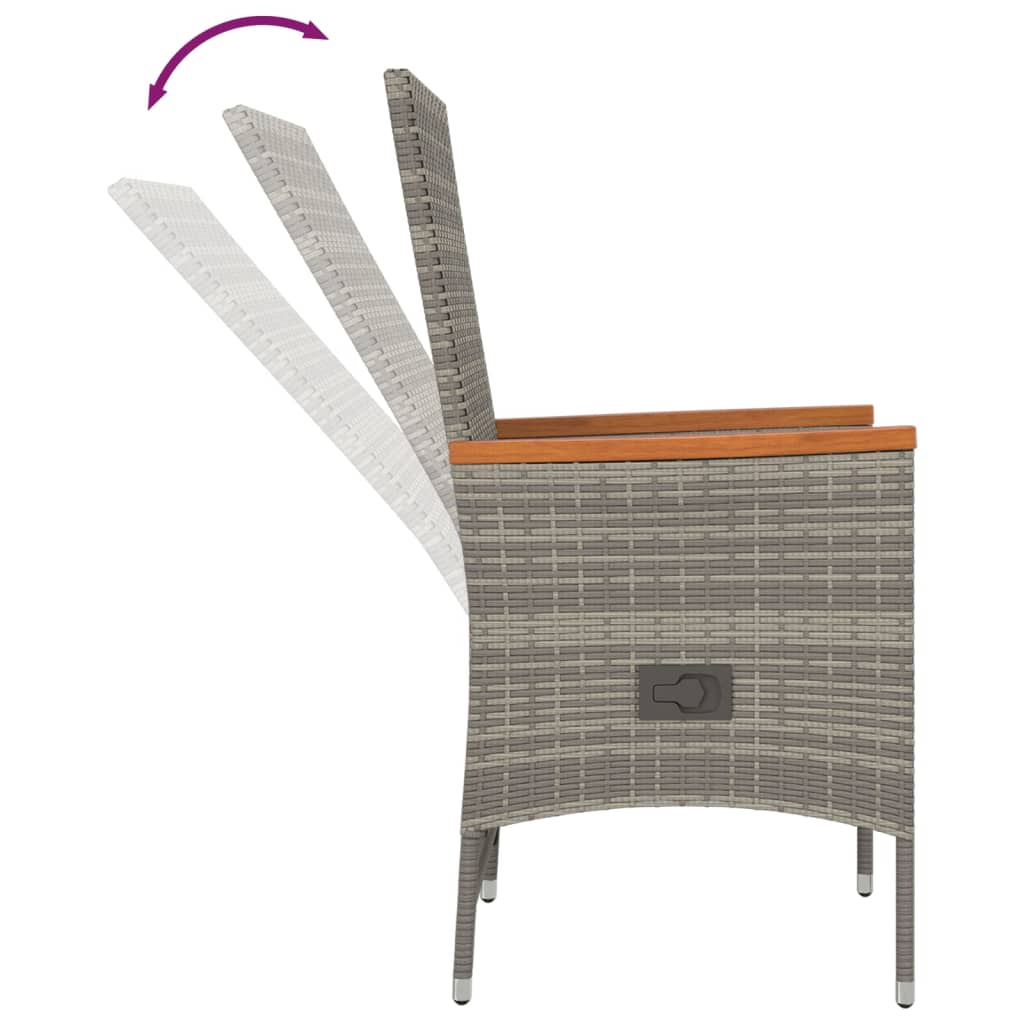 9 piece garden dining set with cushions gray poly rattan