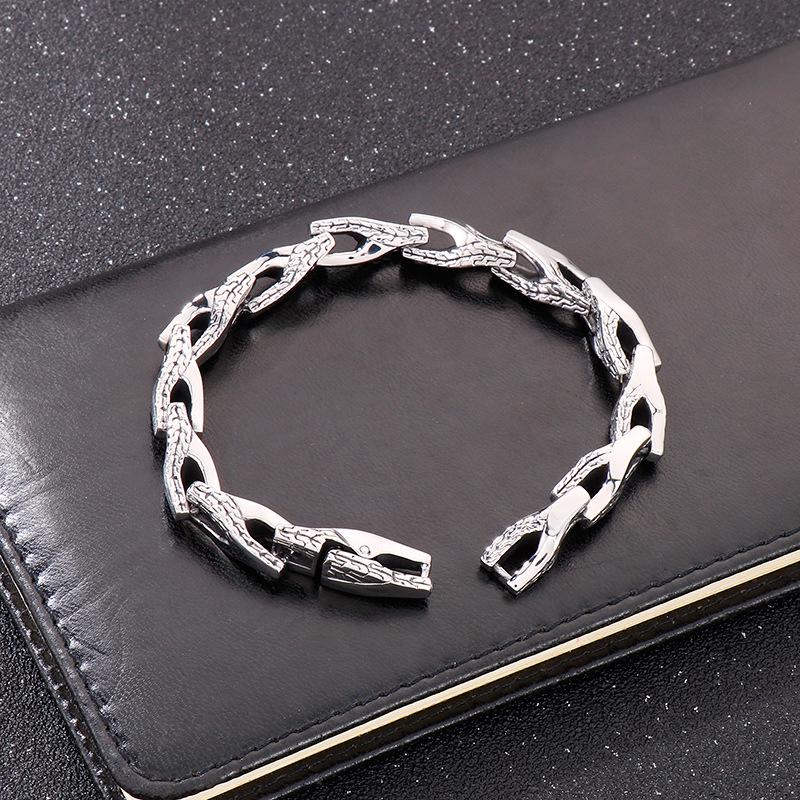 Męski Zestaw Bransoletki i Naszyjnika ze Stali Tytanowej w Stylu Retro Wężowy Splot