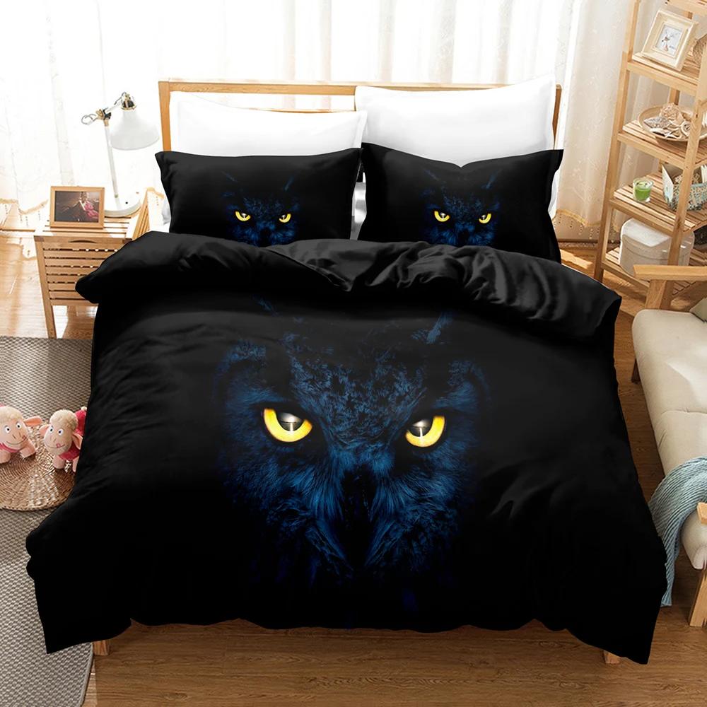 Owl Duvet Cover Set Queen Size Cute Cartoon Magic Owl Bedding Set Owl Comforter Cover for Boy Girls Cute Animal Bedspread Cover