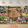 2D Easter Rabbit Door Tapestry, Tulips & Easter Eggs Wall Decor