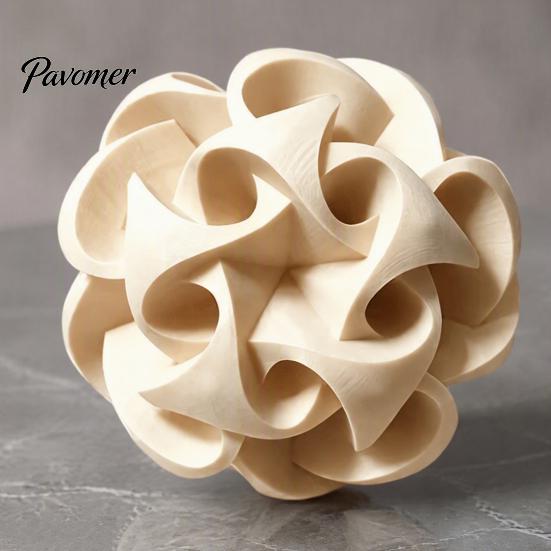 Moderne Geometrische Tischornamente 3D-gedruckte Hohlkugel-Skulptur, Abstrakte Verdrehte Blume Dekorative Linien-Statuen Kugel-Ornament, Schreibtischdekoration für