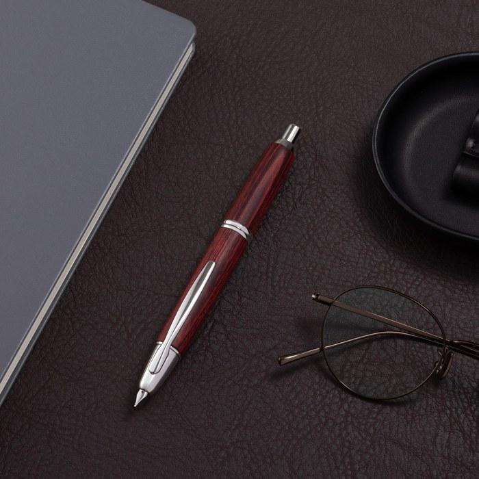 PILOT Capless Fountain Pen Wood Body F Fine (Black) FC25SKDRF, 18K Nib