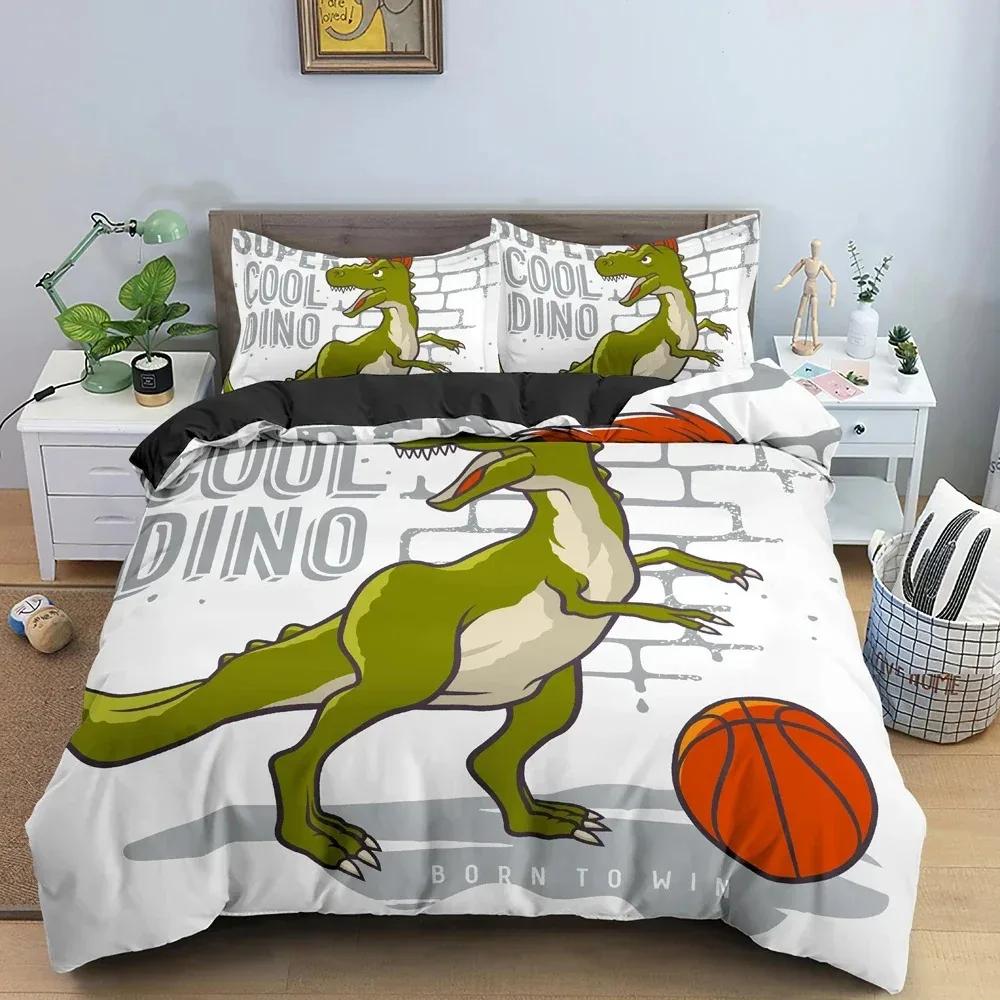Cartoon Dinosaur Bedding Setfor Kid'S Bedroom Decor Duvet Cover King Queen Full Size Bedclothes Pillowcase Bed Set