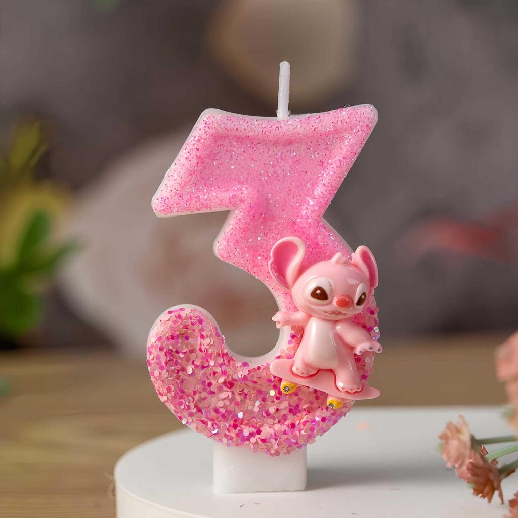 Pink Long-Eared Animal Birthday Candle, Number 09, Cute Cartoon Decoration for First Birthday Cake