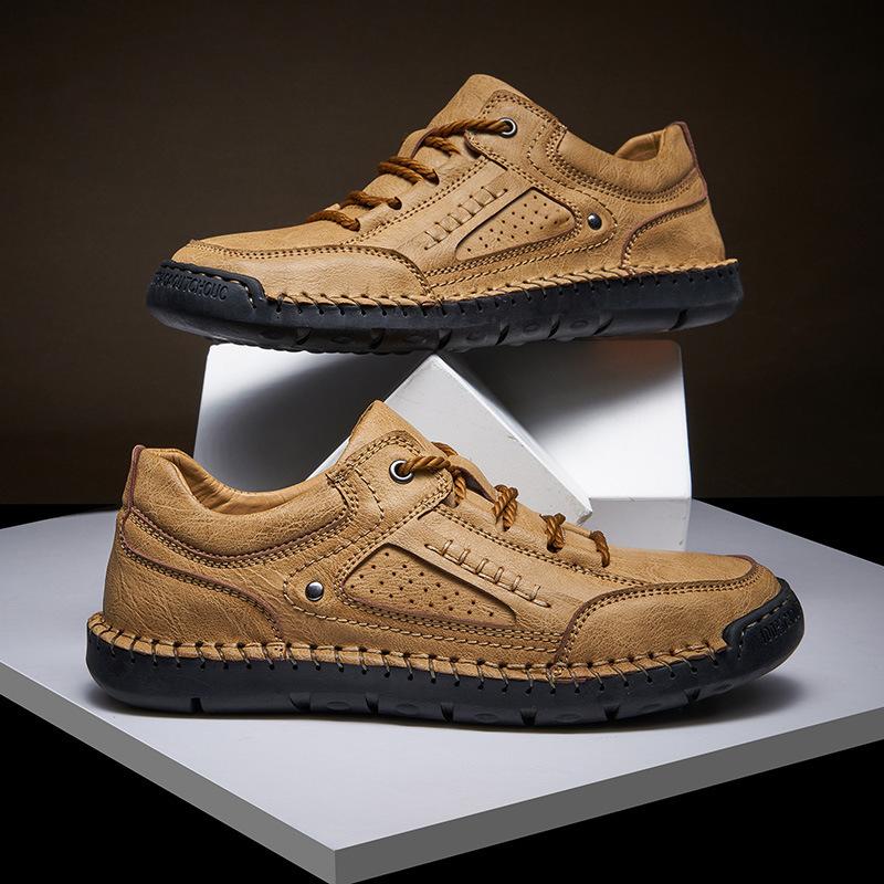 Spring and Autumn Men's Leather Shoes Handmade Sewn Men's Shoes Genuine Leather Men's Casual Leather Shoes Men's Shoes Loafers Casual Handmade Shoes