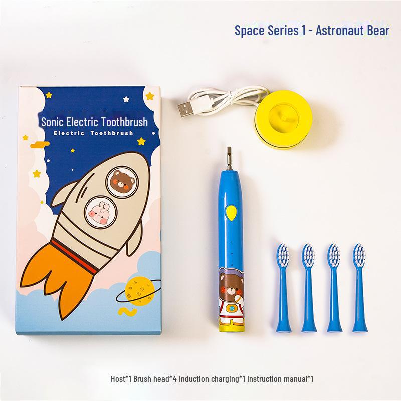 

Детская электрическая зубная щетка серии Astronaut с мягкой щетиной DuPont и беспроводной зарядкой