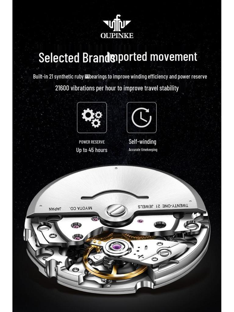 Oupinke High-End Men's Automatic Mechanical Watch - Premium Imported Movement