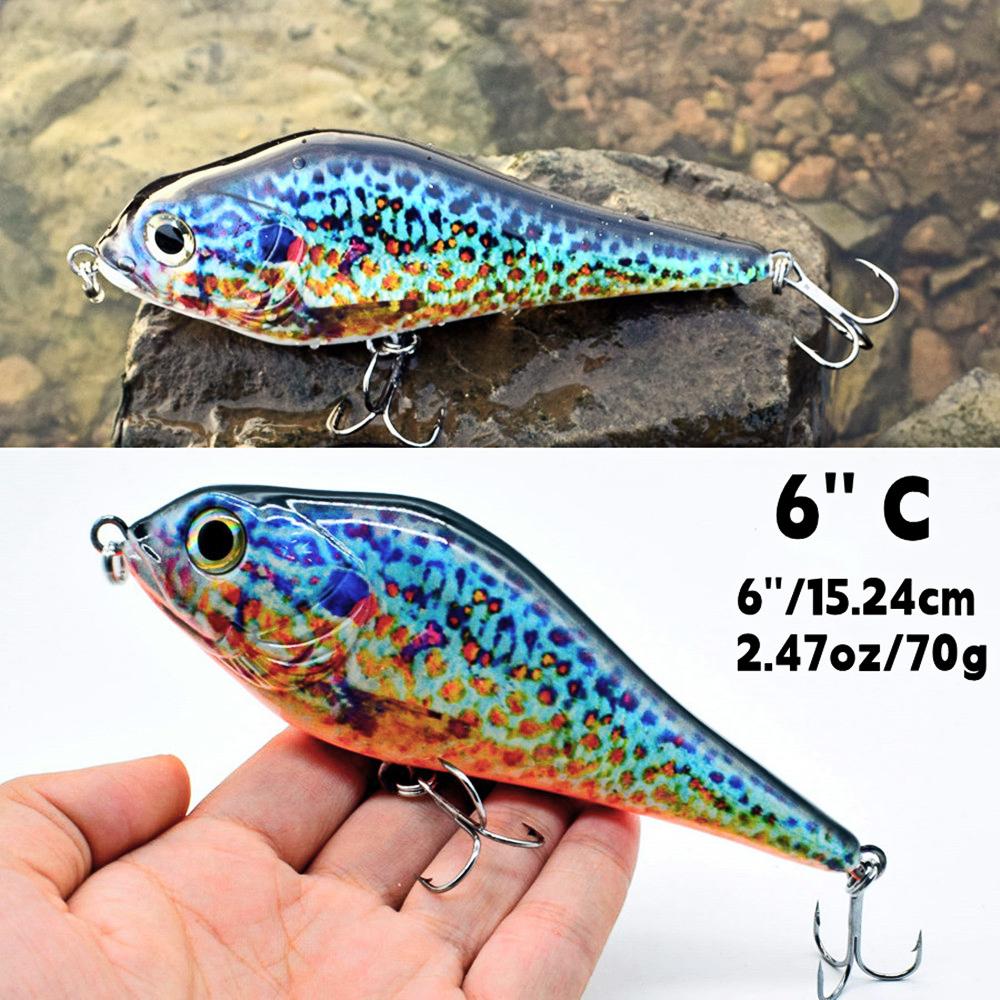 Fishing Lure Bait Swimbait Jerkbait 4inch 6inch Minow Fishhook Crankbait Muskie Bass Lure