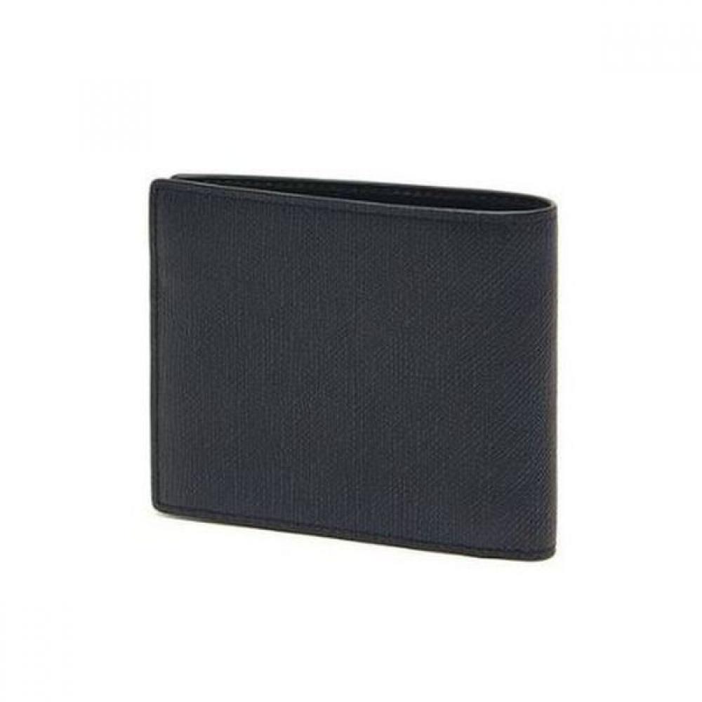 Daks Black Leather Dd Logo Classic Bi Fold Wallet