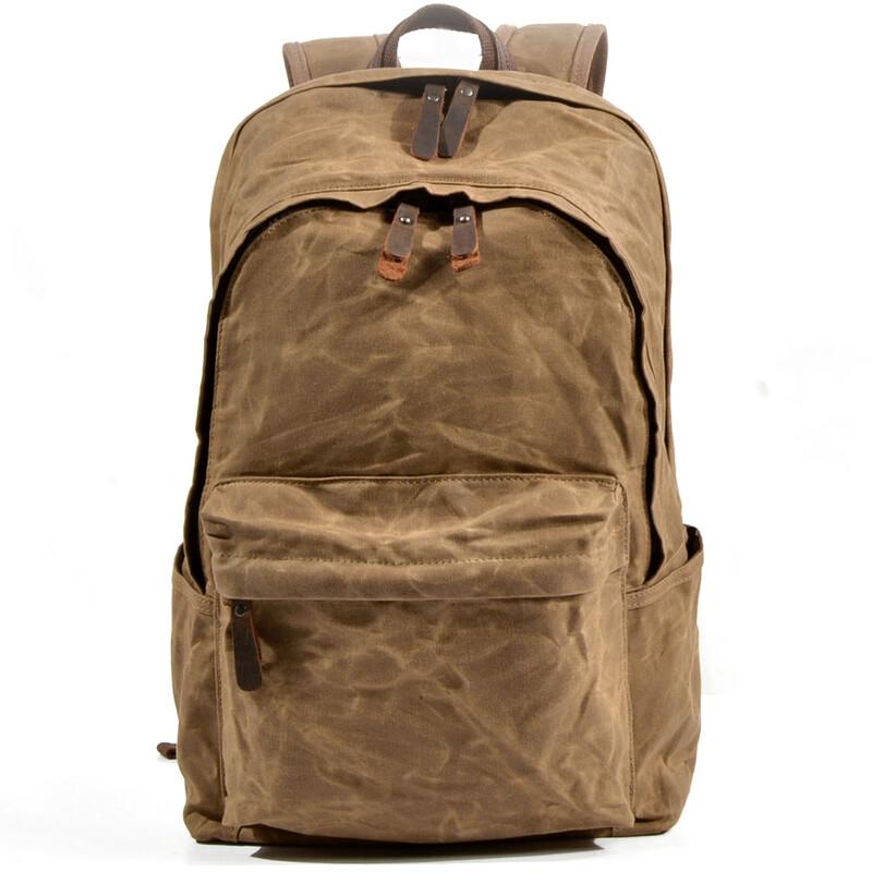 Retro Waxed Canvas Outdoor Backpack 28x11x45cm