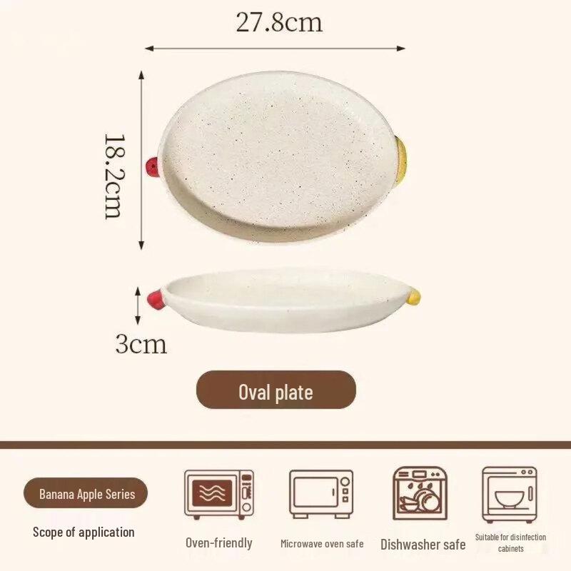 Apple Banana Cartoon Ceramic Divided Serving Tray