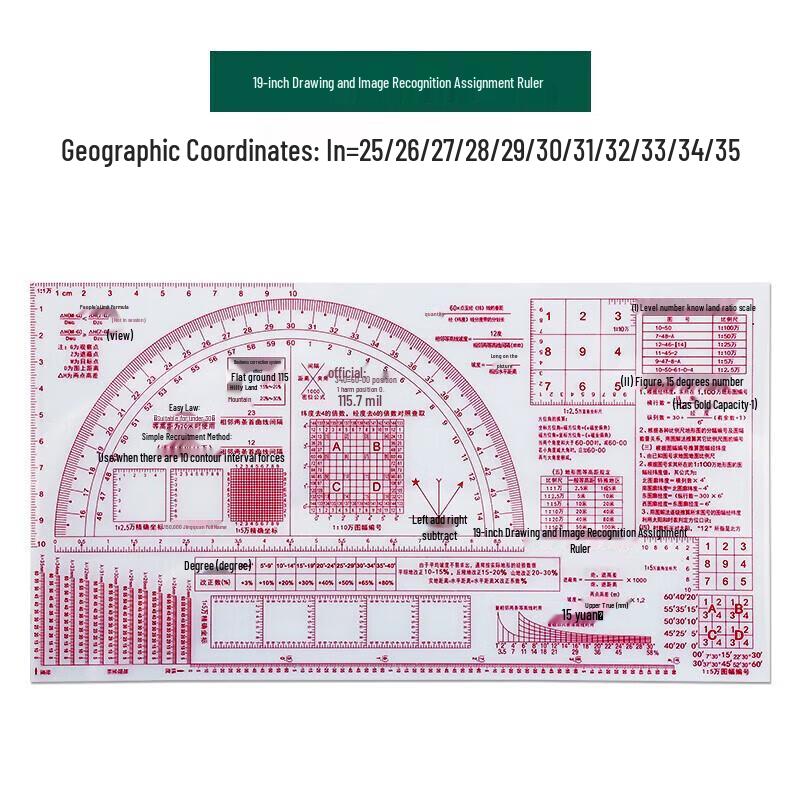 Type 19 Multi-functional Map Reading and Drawing Ruler