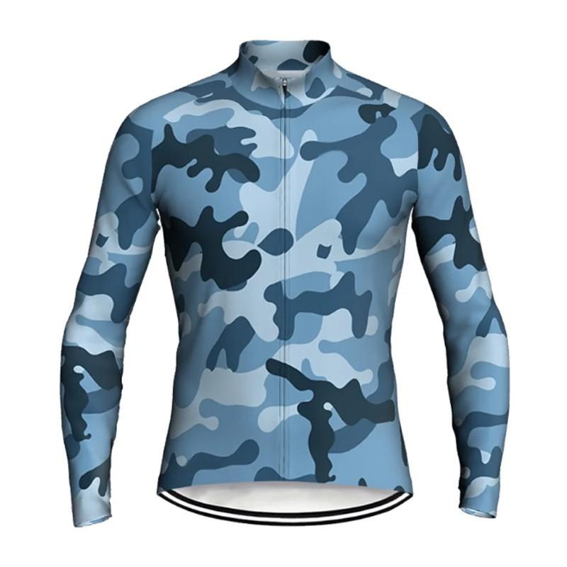 Camouflage Cycling Jersey Bib Pants Set Road Bike Riding Windproof Quick-Dry Long Sleeve Top Men Women Small