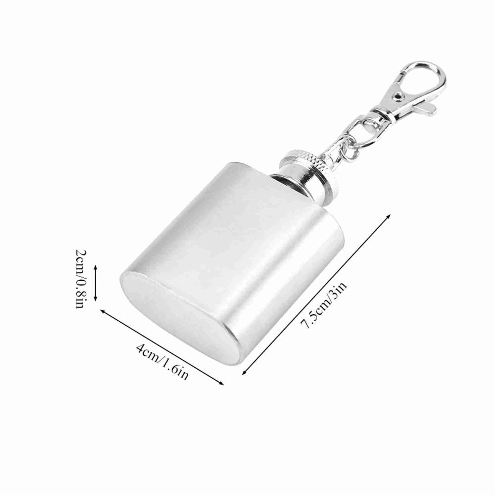 2pcs 1 oz Stainless Steel Liquor Bottle Silver Pocket Wine Bottle Alcohol Bottle Keychain Gift
