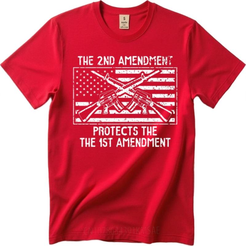 Soft Cotton Tee Workout Men short sleeve tshirt Casual The Second Amendment Protects The First Amendment Stylish For him Tshirt