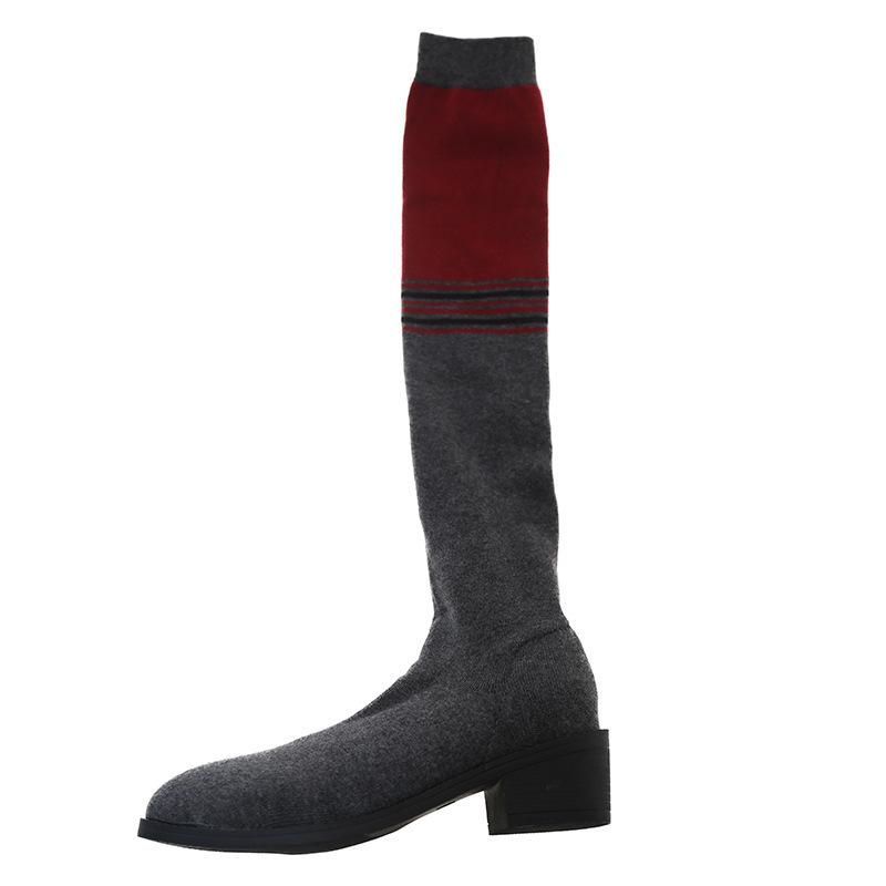 Autumn and winter new large-size fashion boots thick-soled thin boots socks boots over the knee elastic boots women