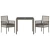 Garden Dining Set 3 pcs Gray Poly Rattan