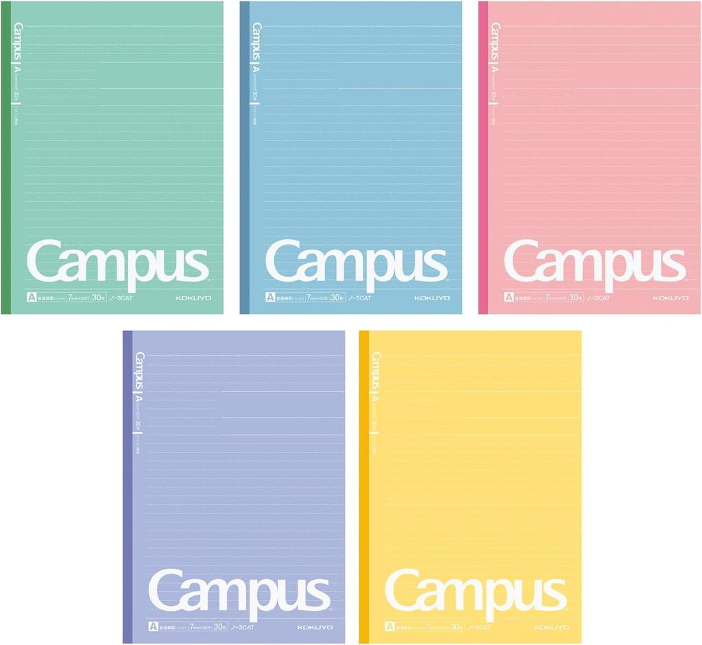 Kokuyo Campus Dotted of Each 30 3CATNX5 Notebook, Ruled, 5-Pack Color, B5, A-Ruled, Sheets, No.