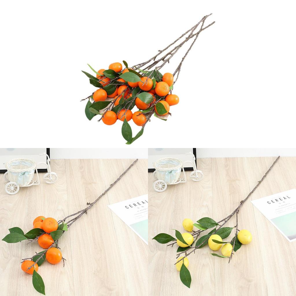 Fake Single Stem Fruit Tree Flower Bouquet With Plastic Blossoms For Home Decor