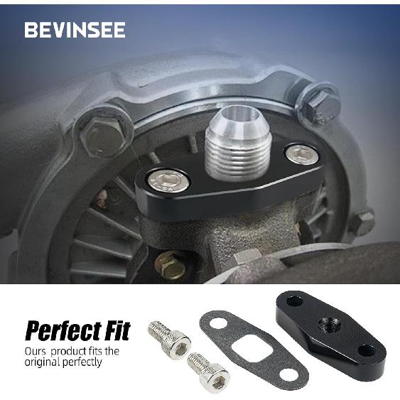 Bevinsee Turbo Olie Toevoer Inlaat Flens Adapter Compatibel met GT42 GT47 GT40 1/8"npt Olie Toevoer Inlaat Flens GT-serie Turbochargers, 6061