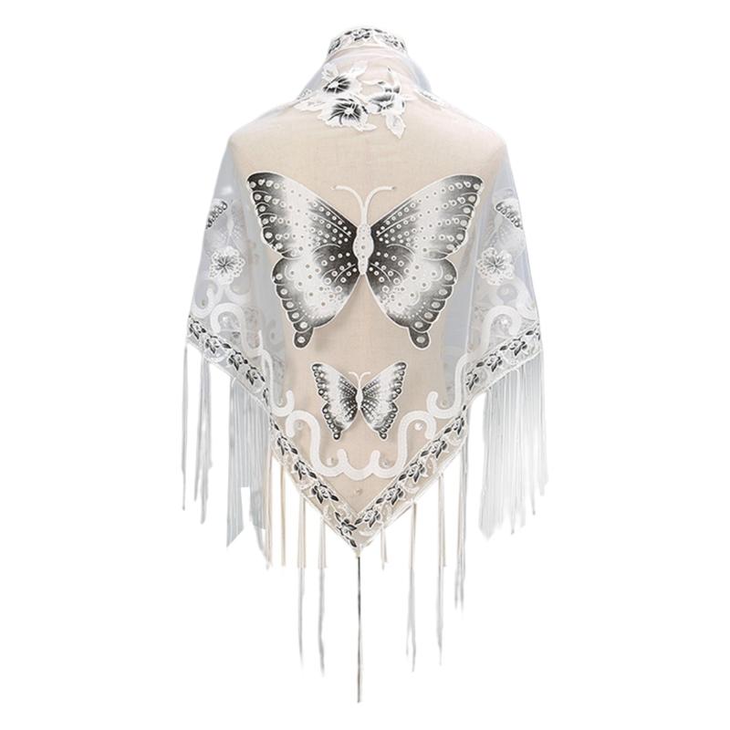 

Butterfly Embroidered Shawl Formal Shawls And Wrap For Dresses Triangle Scarf