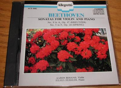 CD BEETHOVEN, ROSAND; FLISSLER - Violin & Piano Sonatas  ACD8082 Allegretto 1988 US Classical Used