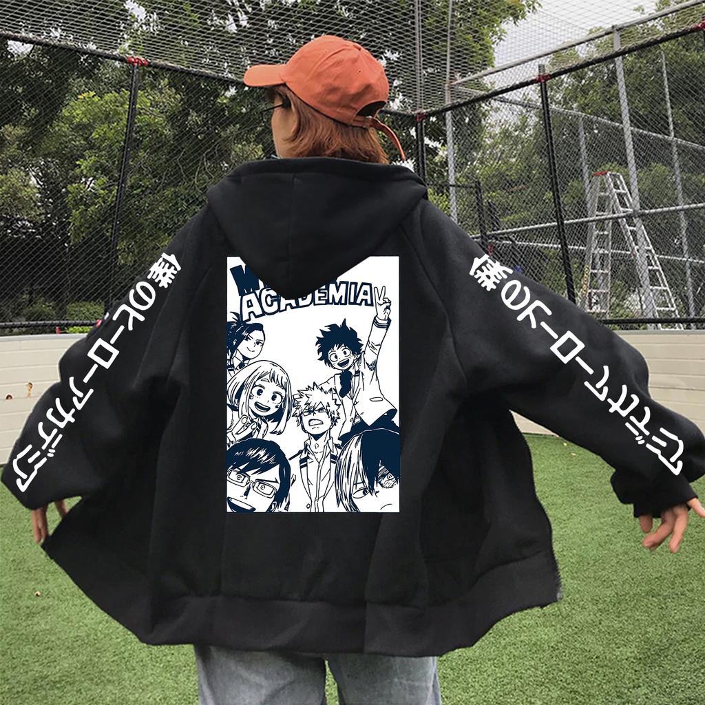Hot Anime My Hero Academia Bakugou Katsuki Bluza z kapturem Todoroki Shoto Bluzy z nadrukiem Mężczyźni/Kobiety Długie rękawy Kurtka z zamkiem błyskawicznym Płaszcze