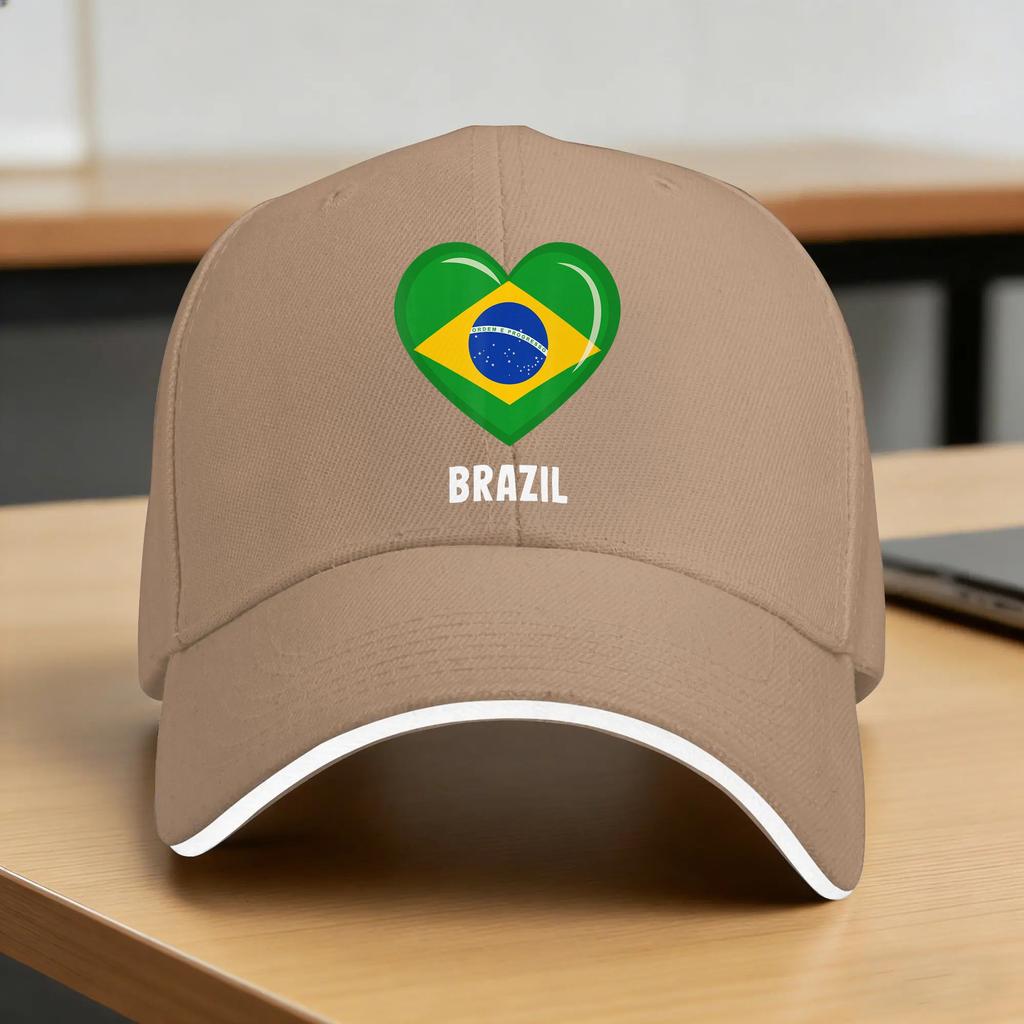 Brazil Flag Heart Baseball Cap Unisex Women Custom DIY Hip Hop Hats Summer yk Cute Running Hippie Sun Visor Baseball Caps