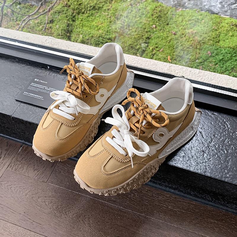 

Женская обувь на платформе весна и осень новая внутренняя высота увеличение универсальная повседневная удобная спортивная женская обувь 40 жёлтый